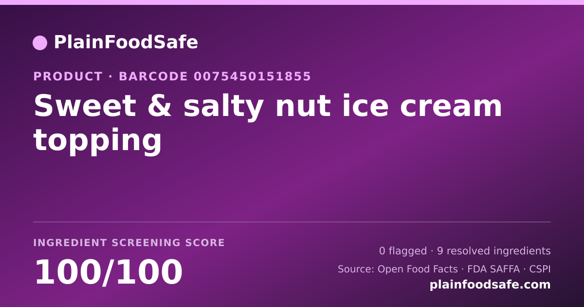 Share card for Sweet & salty nut ice cream topping Food Ingredient Profile