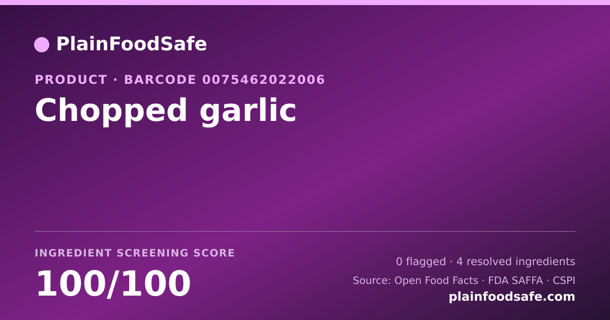 Share card for Chopped garlic Food Ingredient Profile