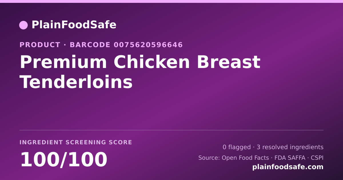 Share card for Premium Chicken Breast Tenderloins Food Ingredient Profile