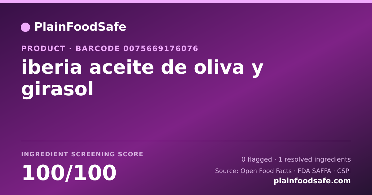 Share card for iberia aceite de oliva y girasol Food Ingredient Profile