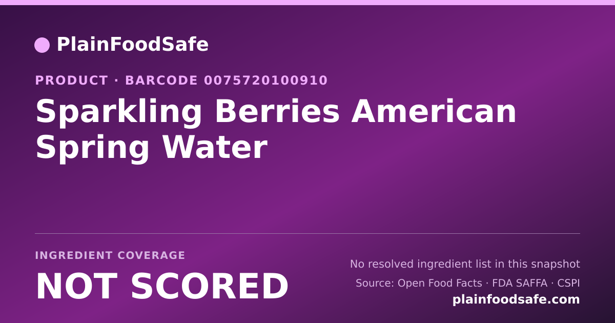 Share card for Sparkling Berries American Spring Water Food Ingredient Profile
