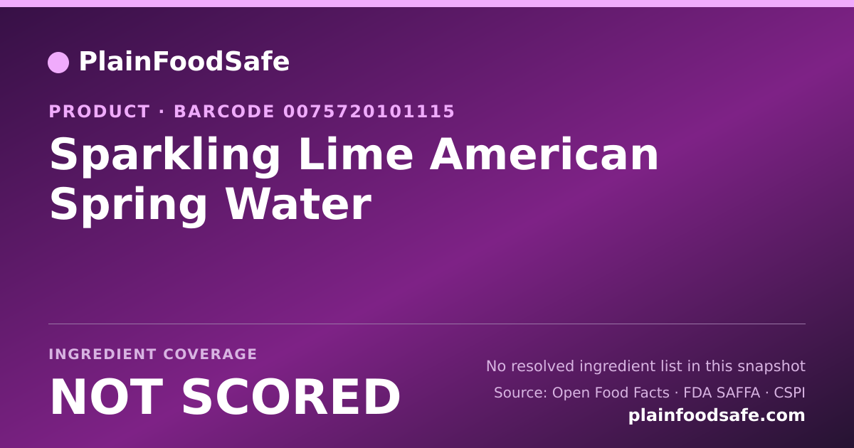 Share card for Sparkling Lime American Spring Water Food Ingredient Profile