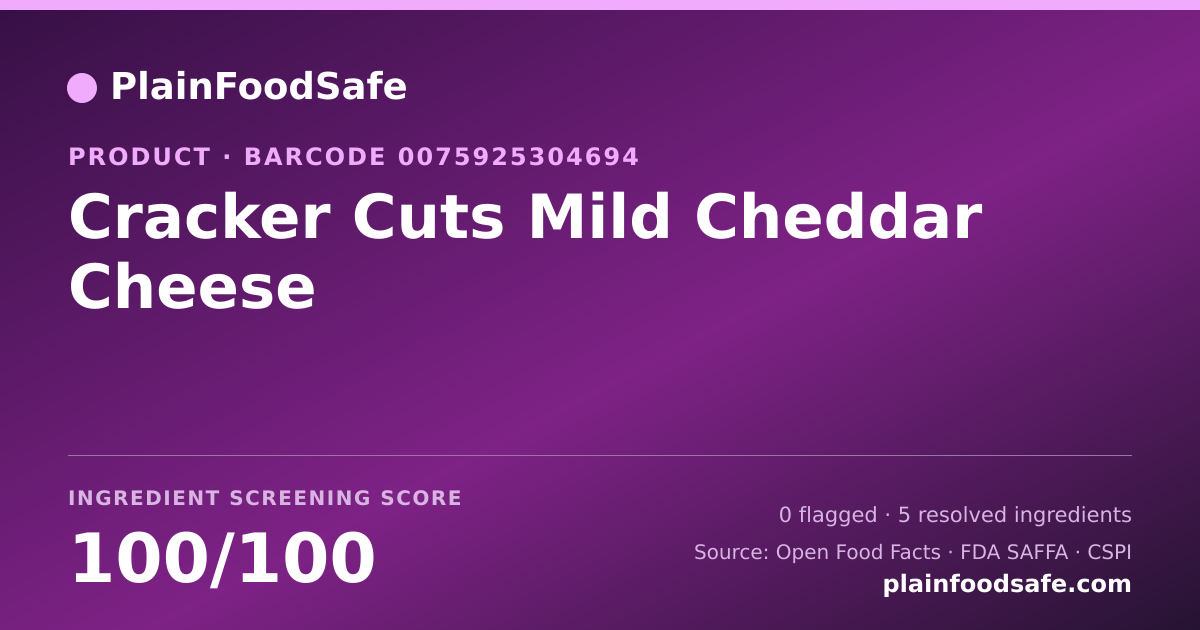 Share card for Cracker Cuts Mild Cheddar Cheese Food Ingredient Profile