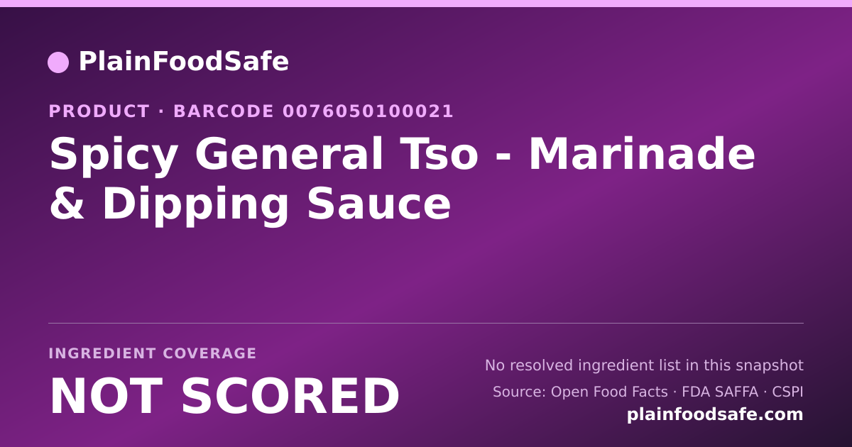 Share card for Spicy General Tso - Marinade & Dipping Sauce Food Ingredient Profile