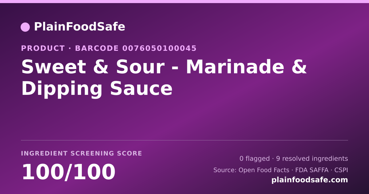 Share card for Sweet & Sour - Marinade & Dipping Sauce Food Ingredient Profile