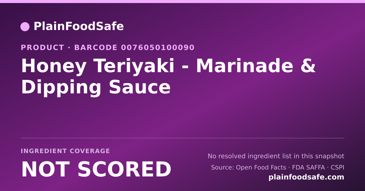 Share card for Honey Teriyaki - Marinade & Dipping Sauce Food Ingredient Profile