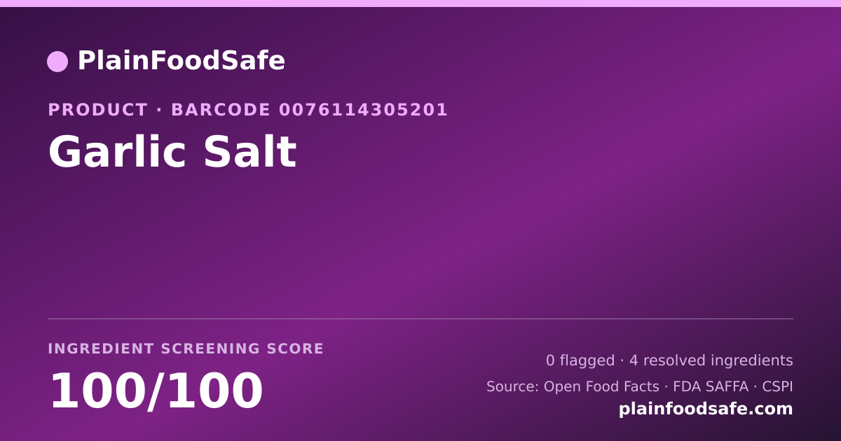 Share card for Garlic Salt Food Ingredient Profile