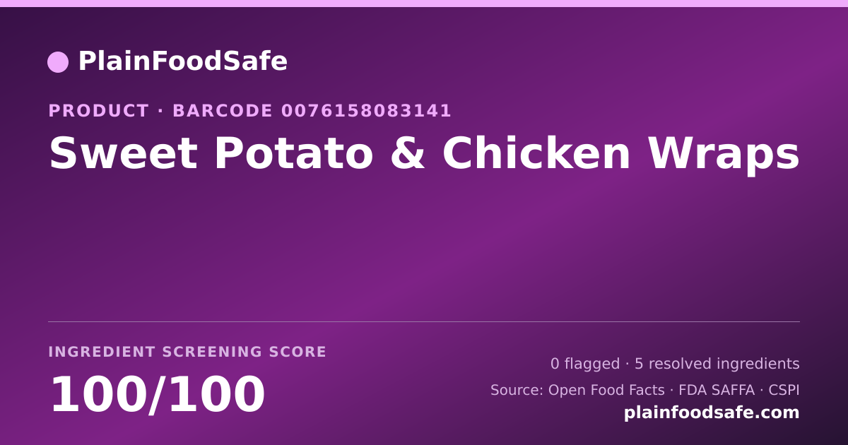 Share card for Sweet Potato & Chicken Wraps Food Ingredient Profile
