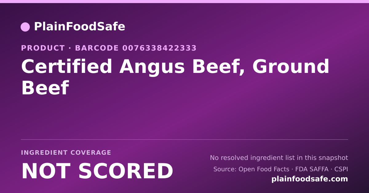 Share card for Certified Angus Beef, Ground Beef Food Ingredient Profile