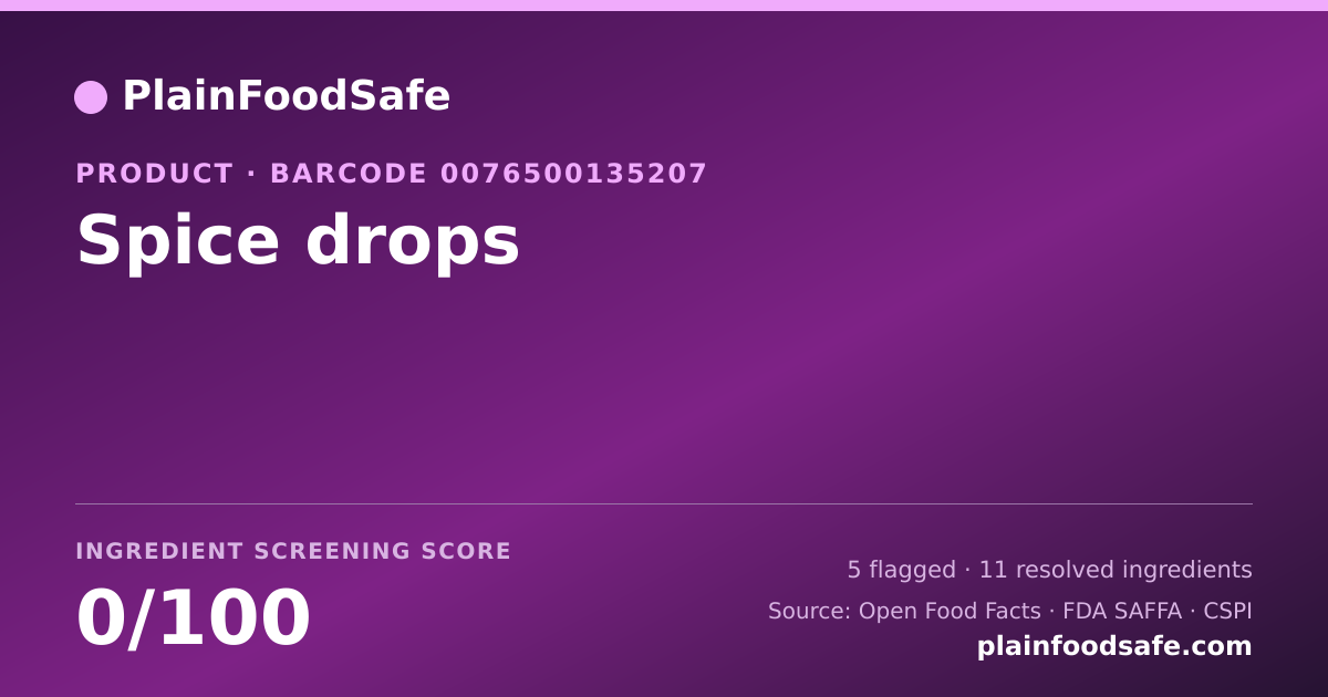 Share card for Spice drops Food Ingredient Profile