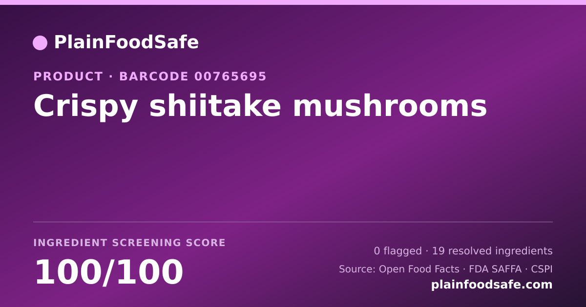 Share card for Crispy shiitake mushrooms Food Ingredient Profile