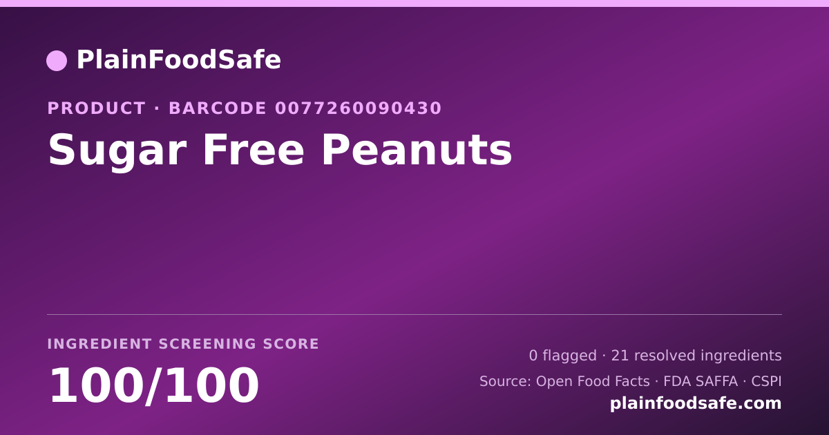 Share card for Sugar Free Peanuts Food Ingredient Profile