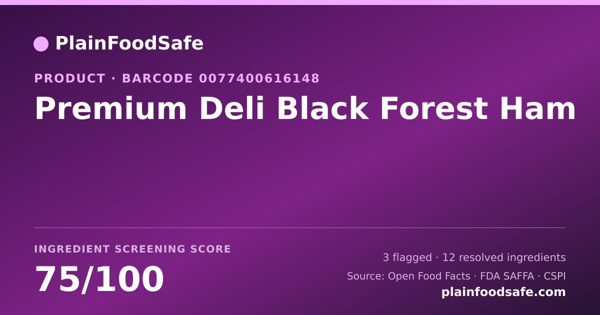 Share card for Premium Deli Black Forest Ham Food Ingredient Profile