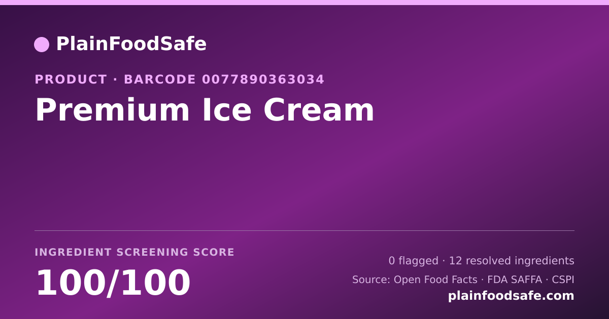 Share card for Premium Ice Cream Food Ingredient Profile
