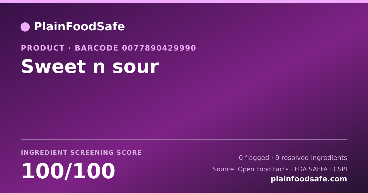 Share card for Sweet n sour Food Ingredient Profile
