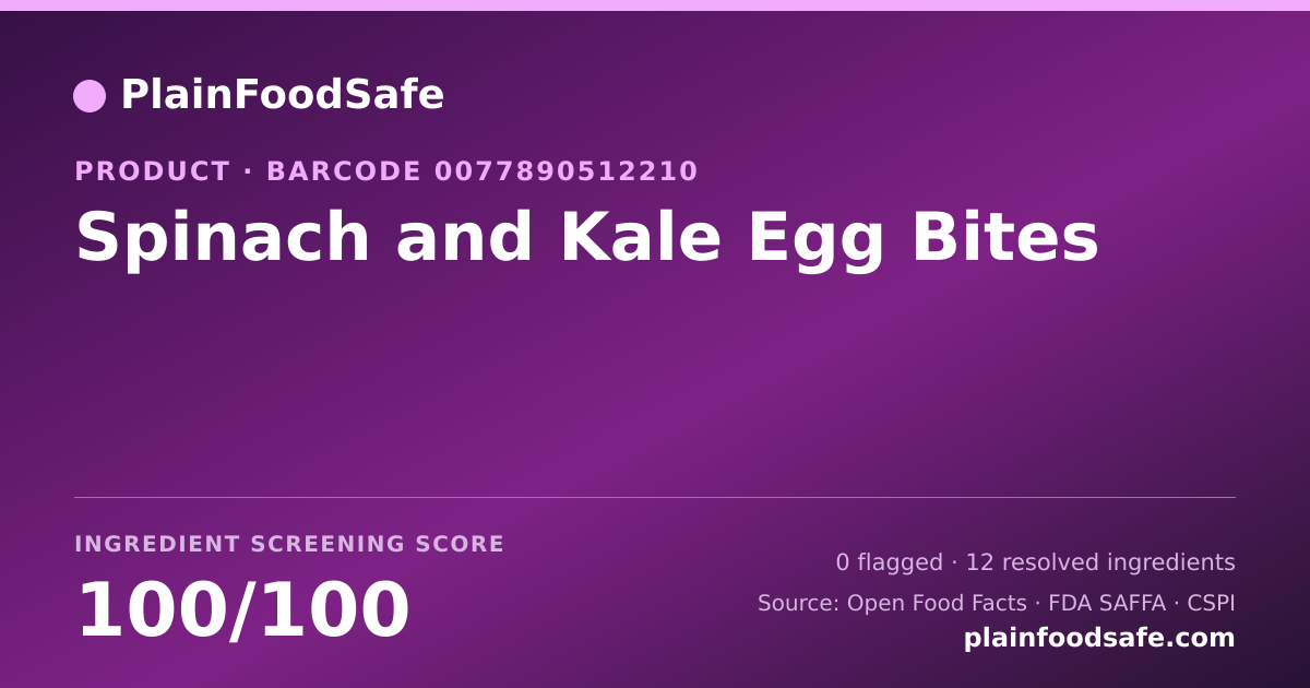 Share card for Spinach and Kale Egg Bites Food Ingredient Profile