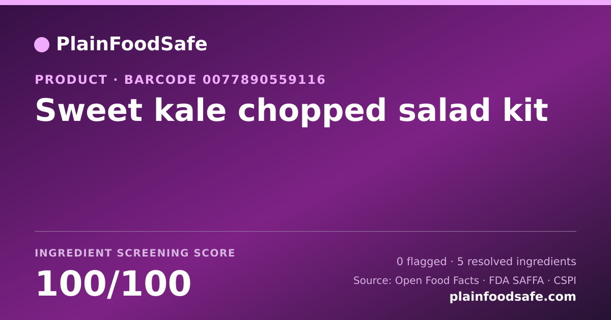 Share card for Sweet kale chopped salad kit Food Ingredient Profile