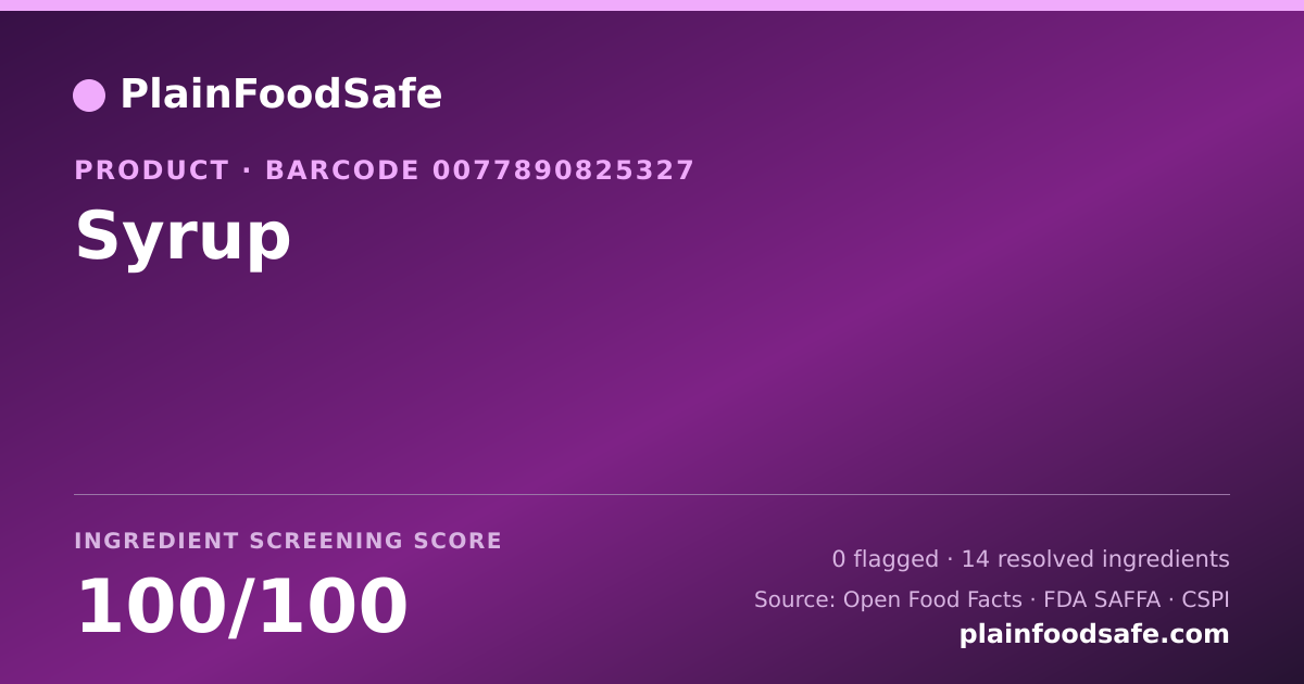 Share card for Syrup Food Ingredient Profile