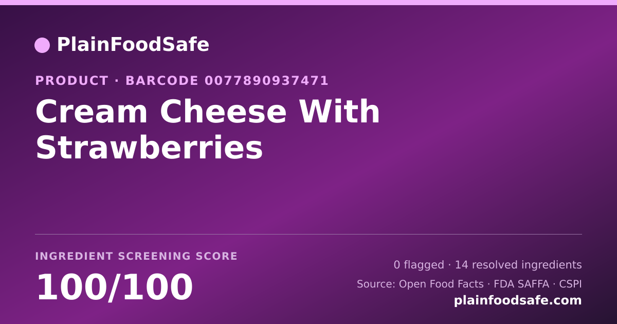 Share card for Cream Cheese With Strawberries Food Ingredient Profile