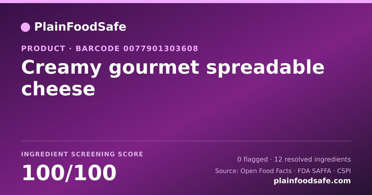 Share card for Creamy gourmet spreadable cheese Food Ingredient Profile