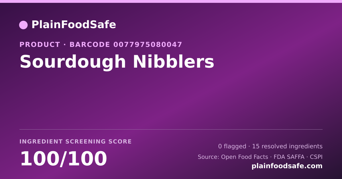 Share card for Sourdough Nibblers Food Ingredient Profile