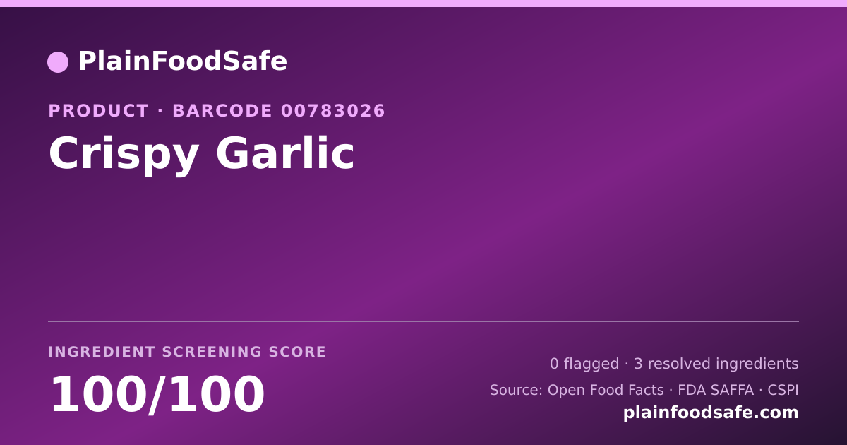 Share card for Crispy Garlic Food Ingredient Profile