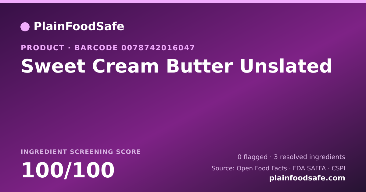 Share card for Sweet Cream Butter Unslated Food Ingredient Profile