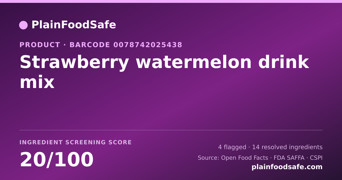 Share card for Strawberry watermelon drink mix Food Ingredient Profile