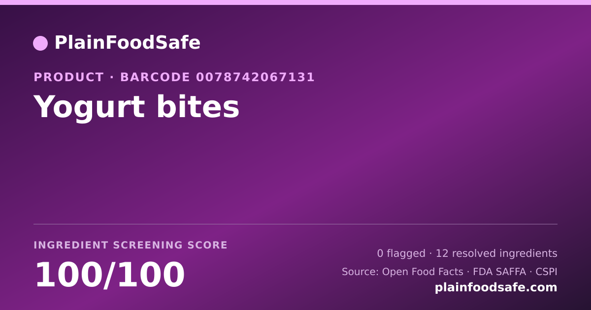 Share card for Yogurt bites Food Ingredient Profile
