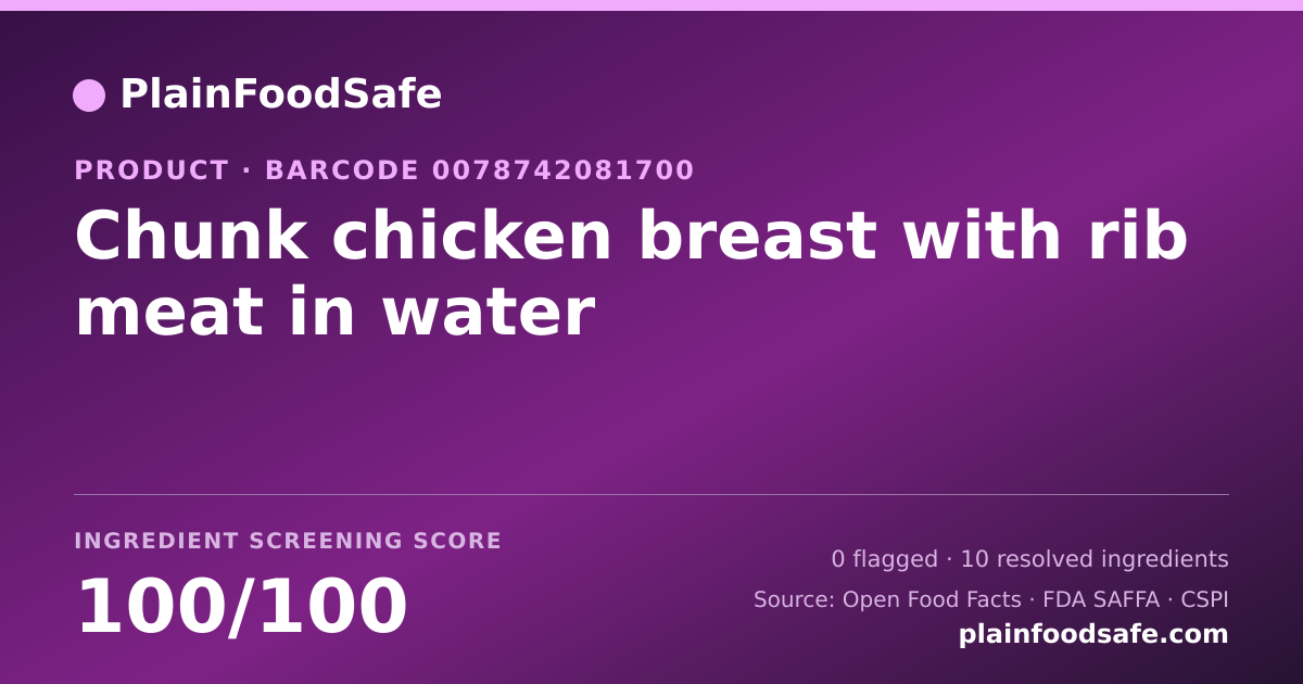 Share card for Chunk chicken breast with rib meat in water Food Ingredient Profile