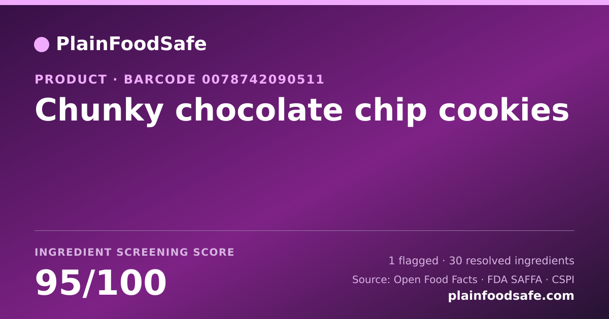 Share card for Chunky chocolate chip cookies Food Ingredient Profile