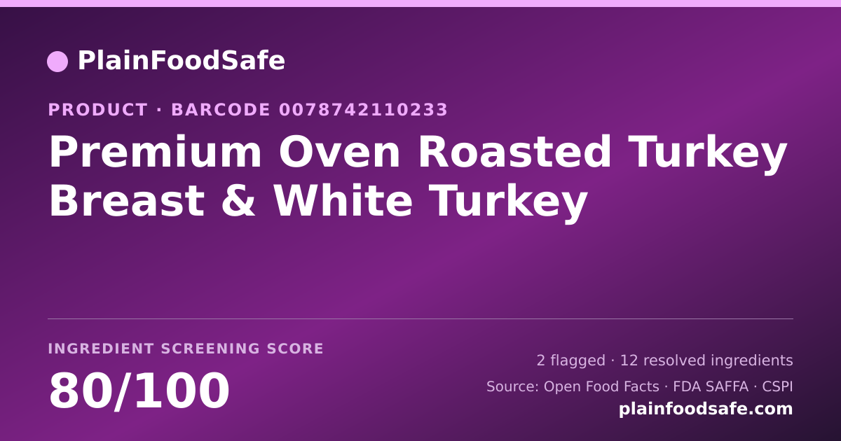Share card for Premium Oven Roasted Turkey Breast & White Turkey Food Ingredient Profile