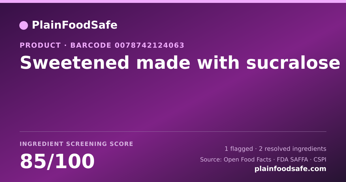 Share card for Sweetened made with sucralose Food Ingredient Profile