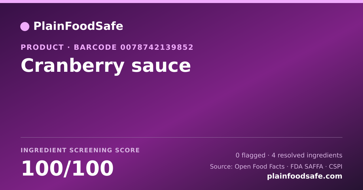 Share card for Cranberry sauce Food Ingredient Profile