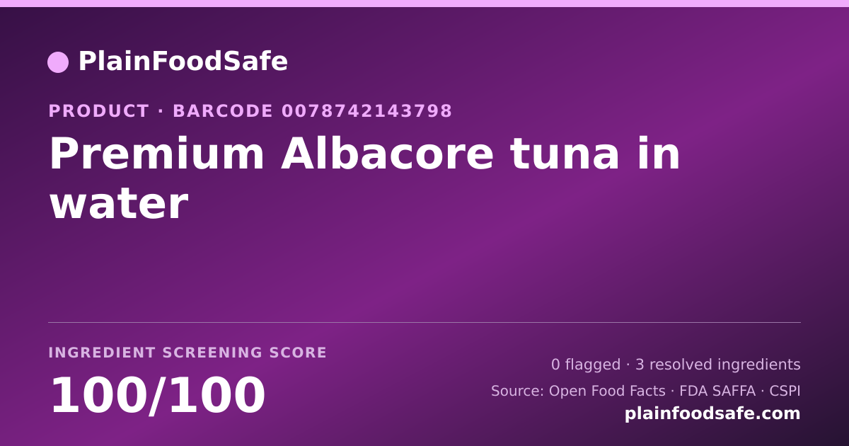 Share card for Premium Albacore tuna in water Food Ingredient Profile