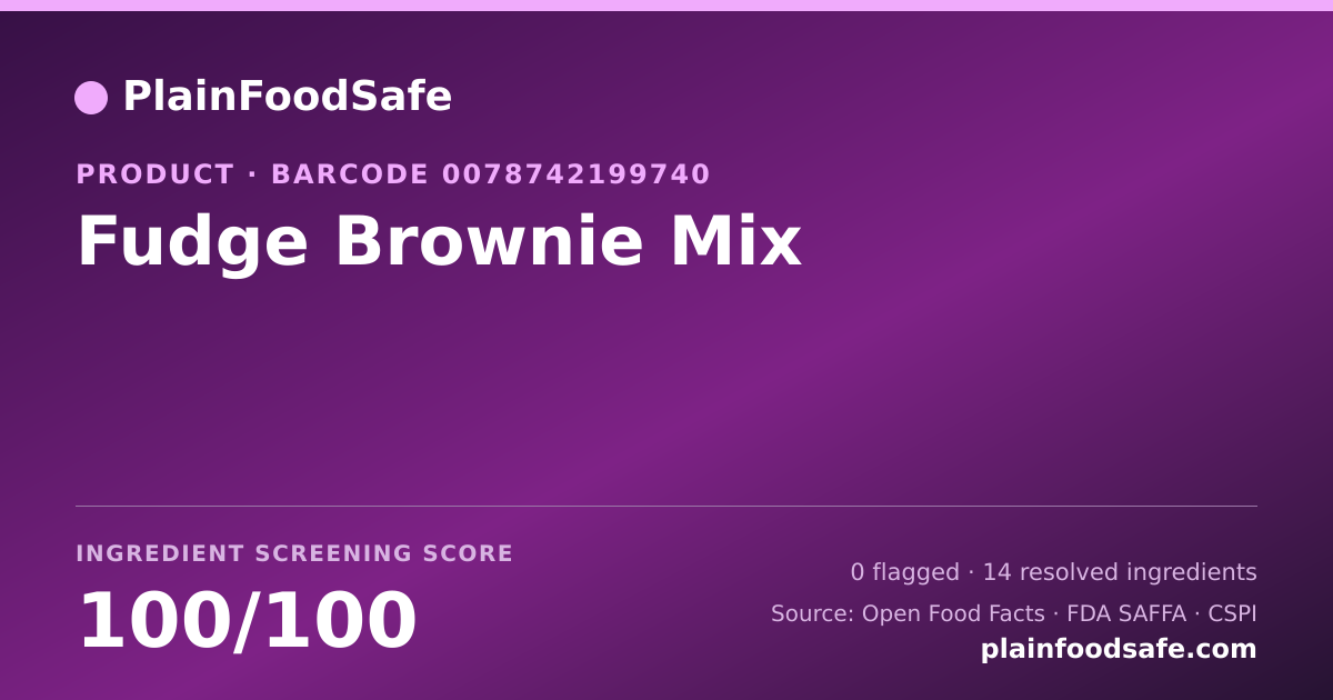 Share card for Fudge Brownie Mix Food Ingredient Profile