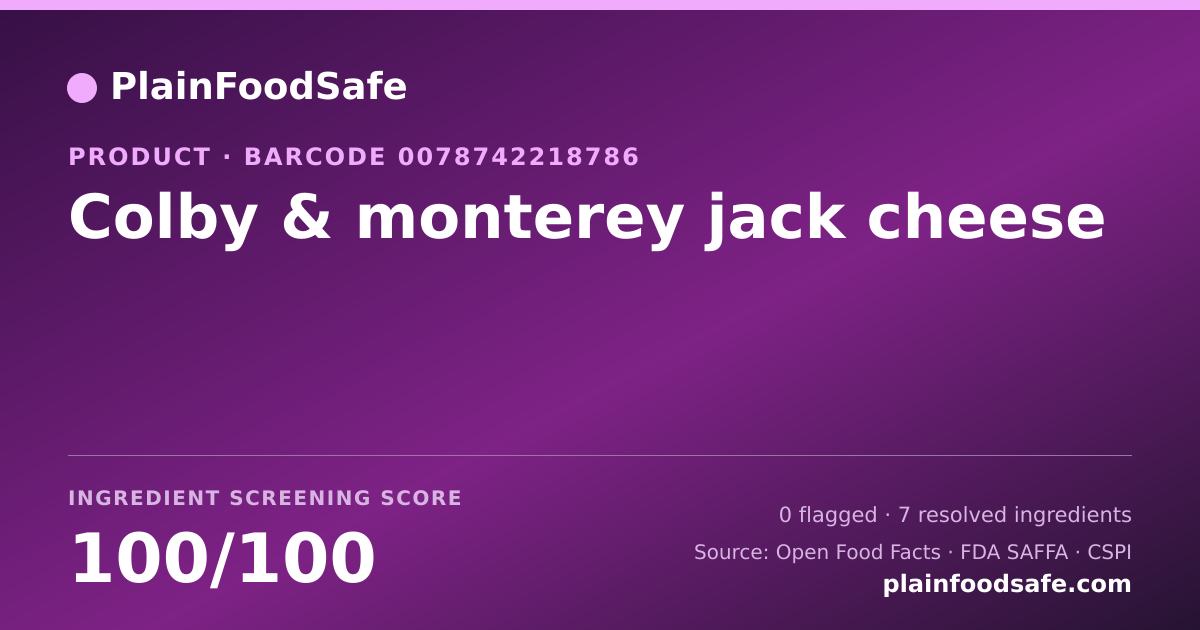 Share card for Colby & monterey jack cheese Food Ingredient Profile