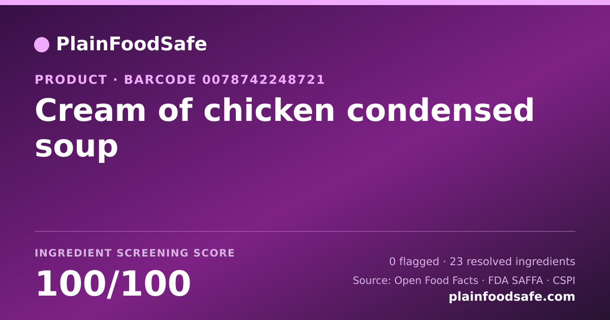 Share card for Cream of chicken condensed soup Food Ingredient Profile