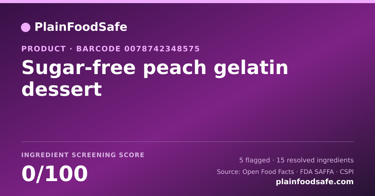 Share card for Sugar-free peach gelatin dessert Food Ingredient Profile