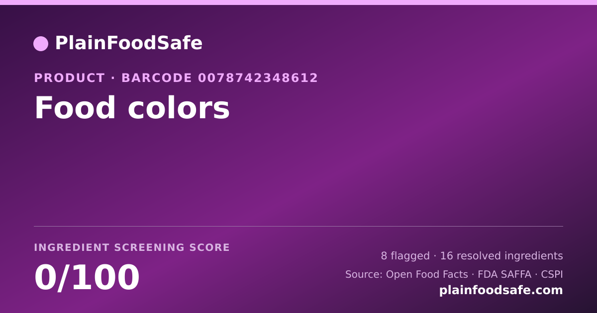 Share card for Food colors Food Ingredient Profile