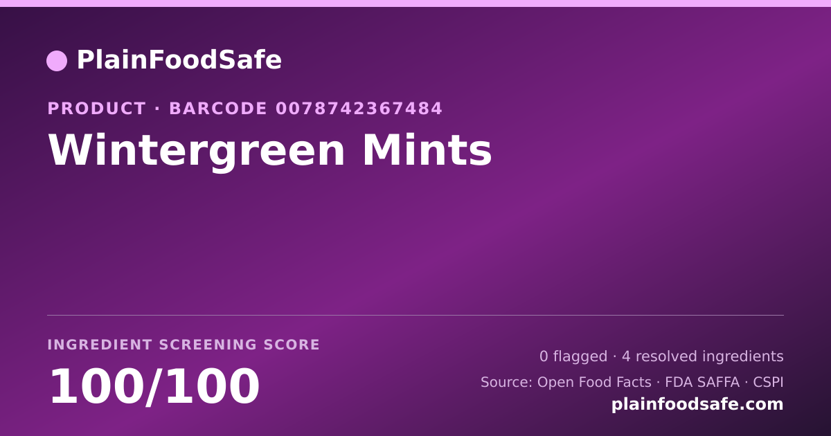 Share card for Wintergreen Mints Food Ingredient Profile