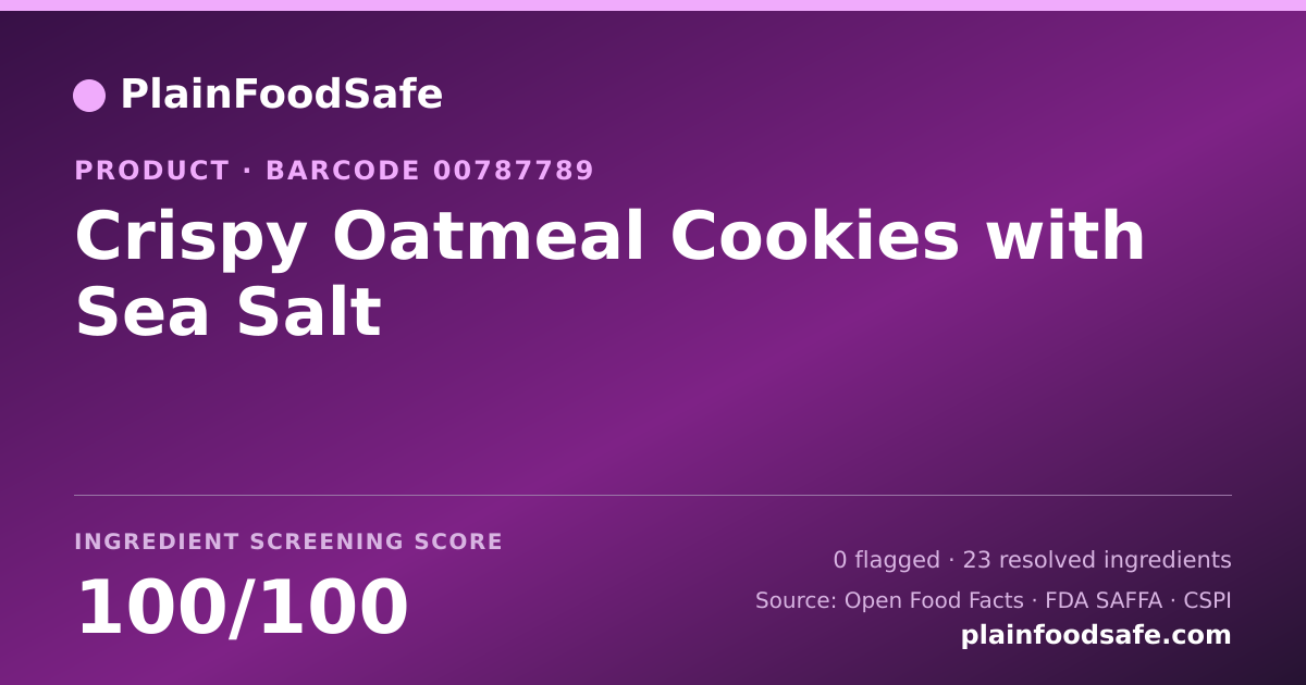 Share card for Crispy Oatmeal Cookies with Sea Salt Food Ingredient Profile
