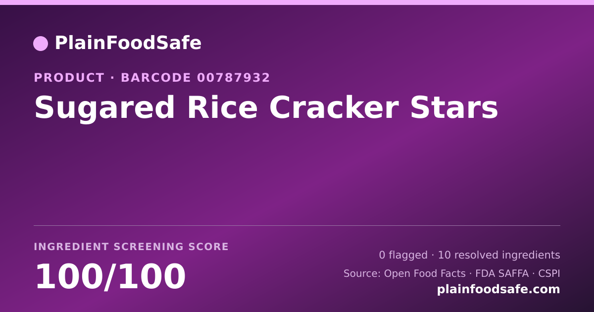 Share card for Sugared Rice Cracker Stars Food Ingredient Profile