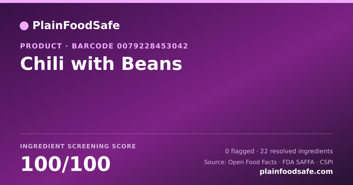 Share card for Chili with Beans Food Ingredient Profile