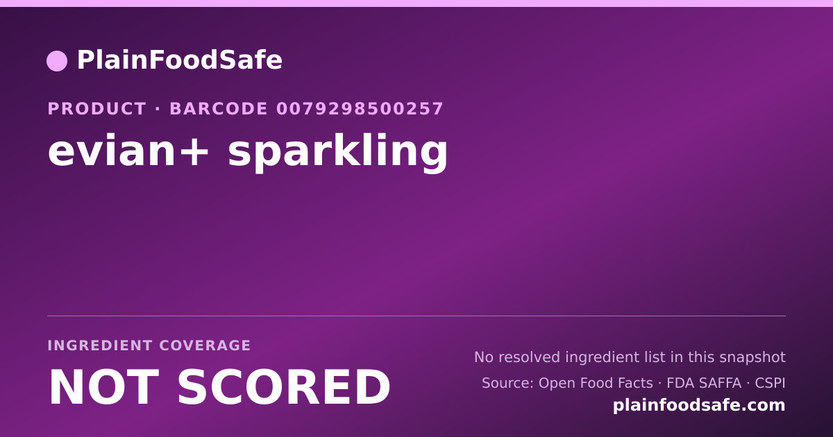 Share card for evian+ sparkling Food Ingredient Profile