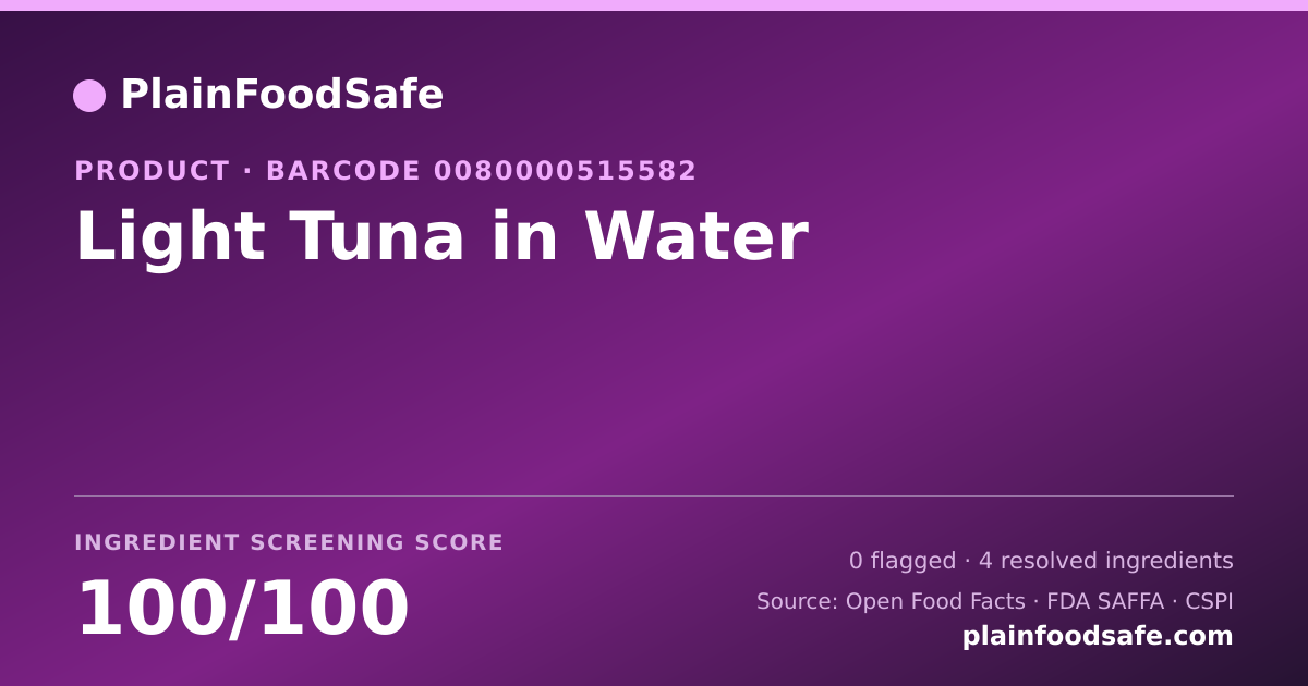 Share card for Light Tuna in Water Food Ingredient Profile