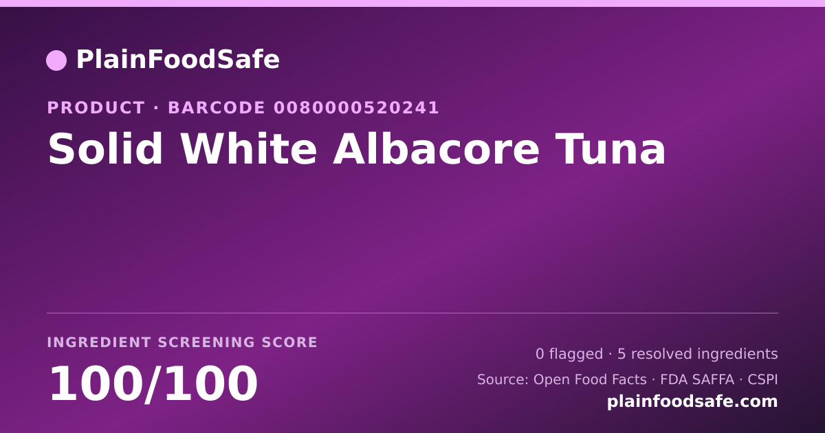 Share card for Solid White Albacore Tuna Food Ingredient Profile