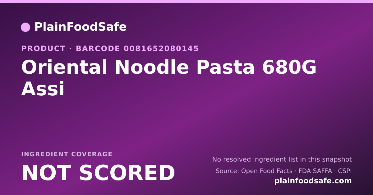 Share card for Oriental Noodle Pasta 680G Assi Food Ingredient Profile