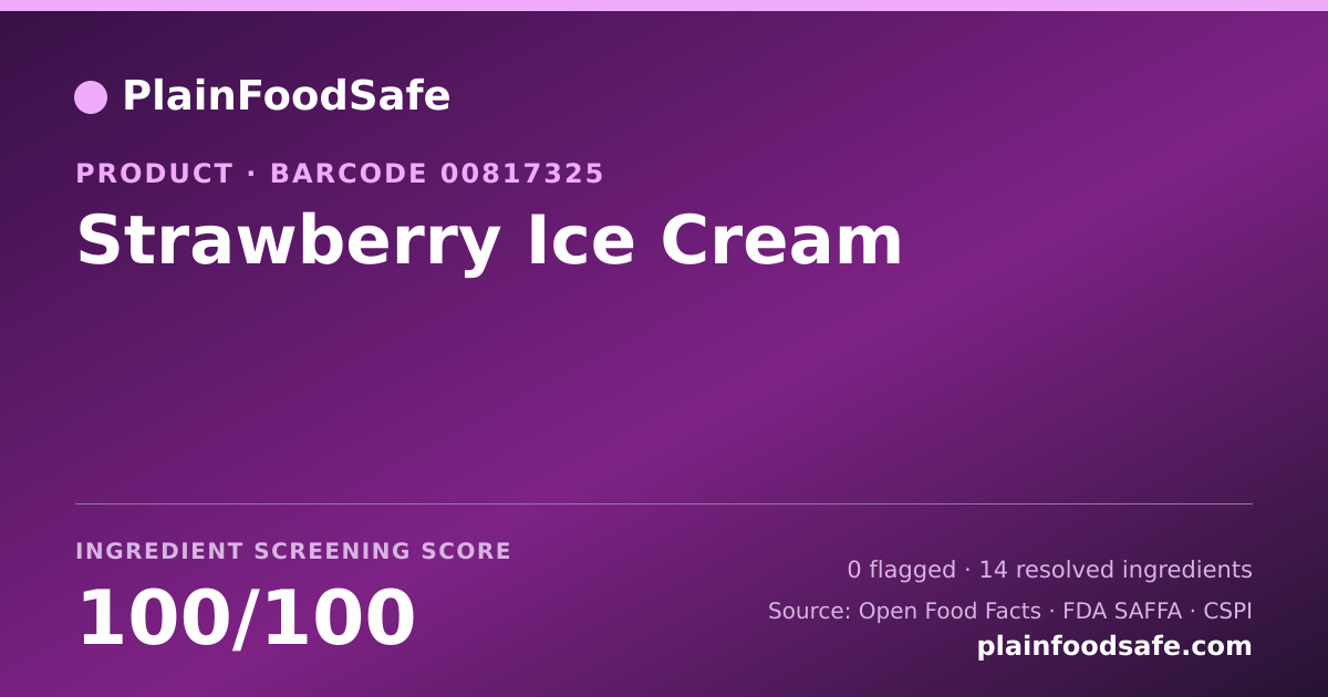 Share card for Strawberry Ice Cream Food Ingredient Profile