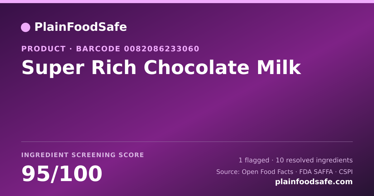 Share card for Super Rich Chocolate Milk Food Ingredient Profile